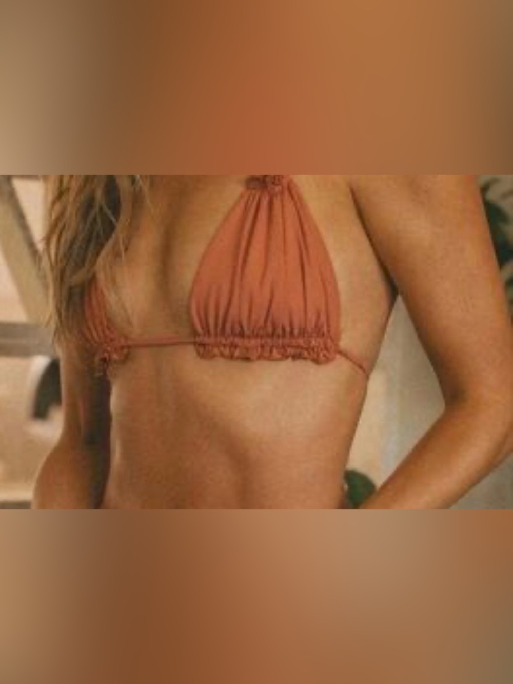 Tan + Lines Bikini terracotta string Bikini top sz large